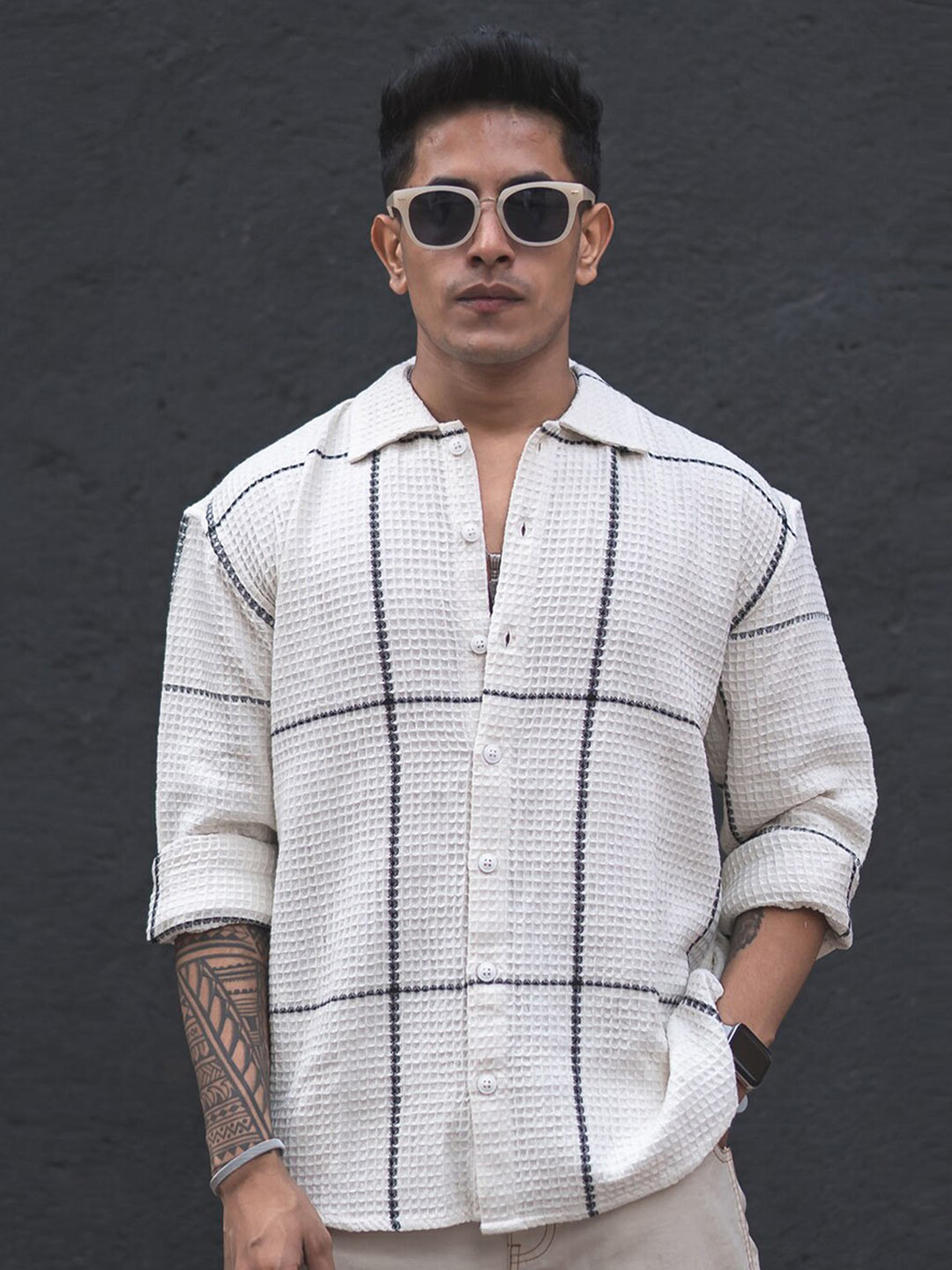 SZN Original Fit Windowpane Checked Casual Shirt