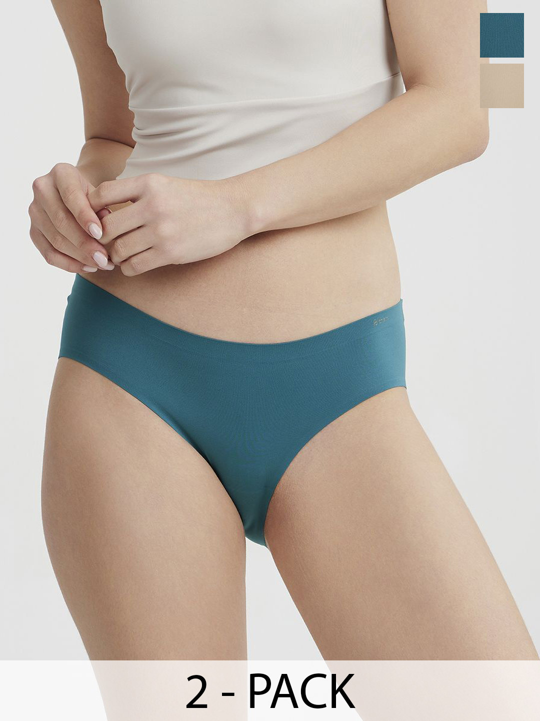 B'there Pack of 2 Mid-Rise Seamless Hipster Briefs P003_FGN_NBG
