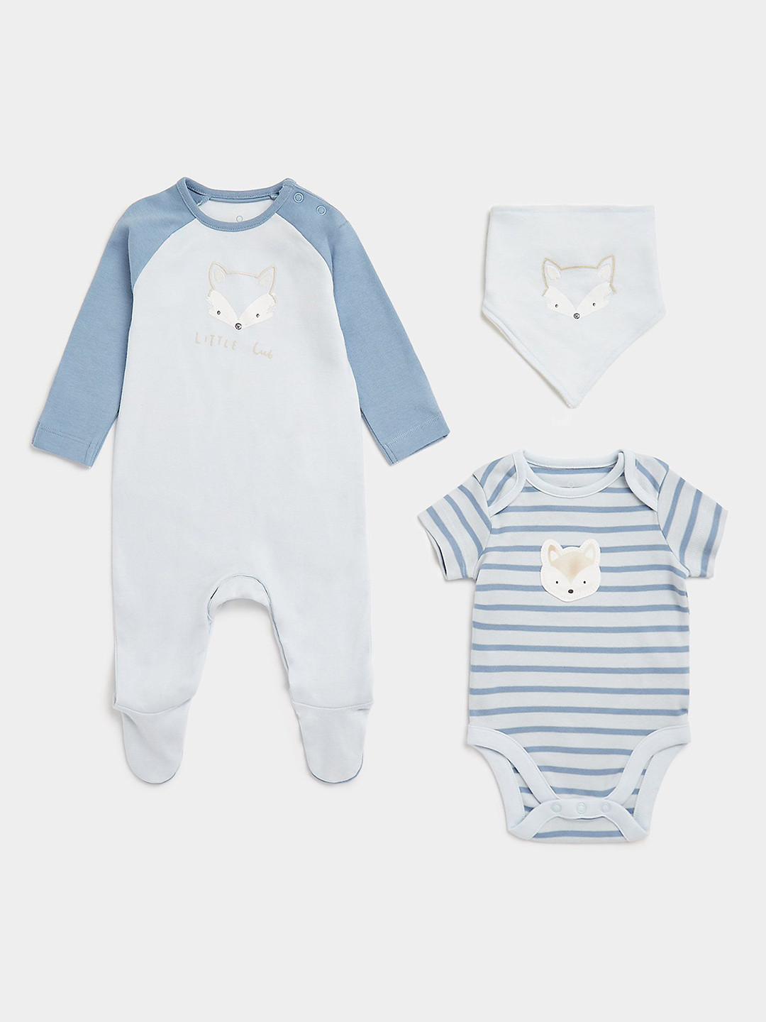 mothercare Infants Pack Of  3 Printed Baby Apparel Gift Set