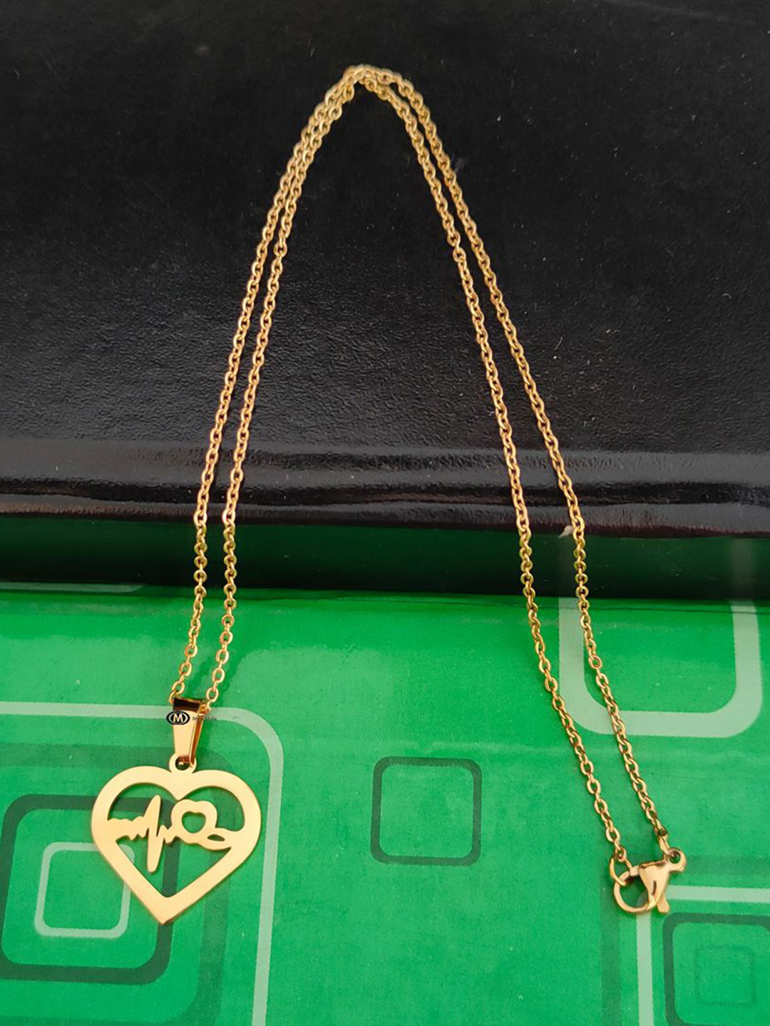 M Men Style Gold-Plated Contemporary Pendant & Chain