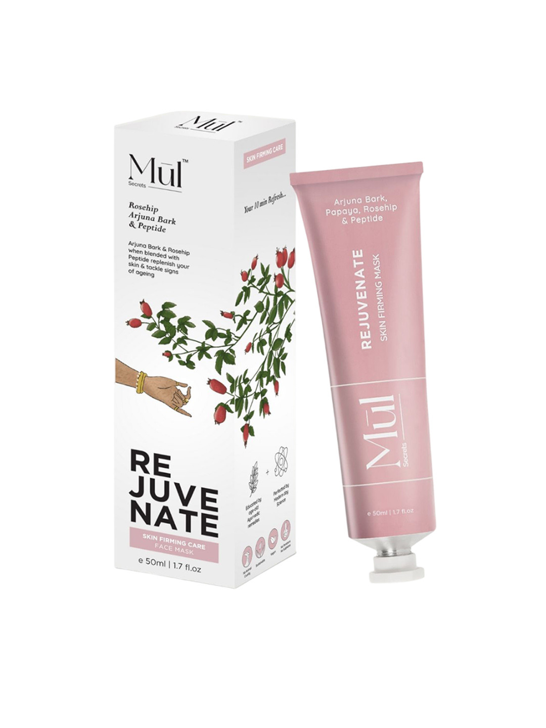 Mul Secrets Rejuvenate Skin Firming Care Face Mask With Rosehip & Peptide - 50 ml