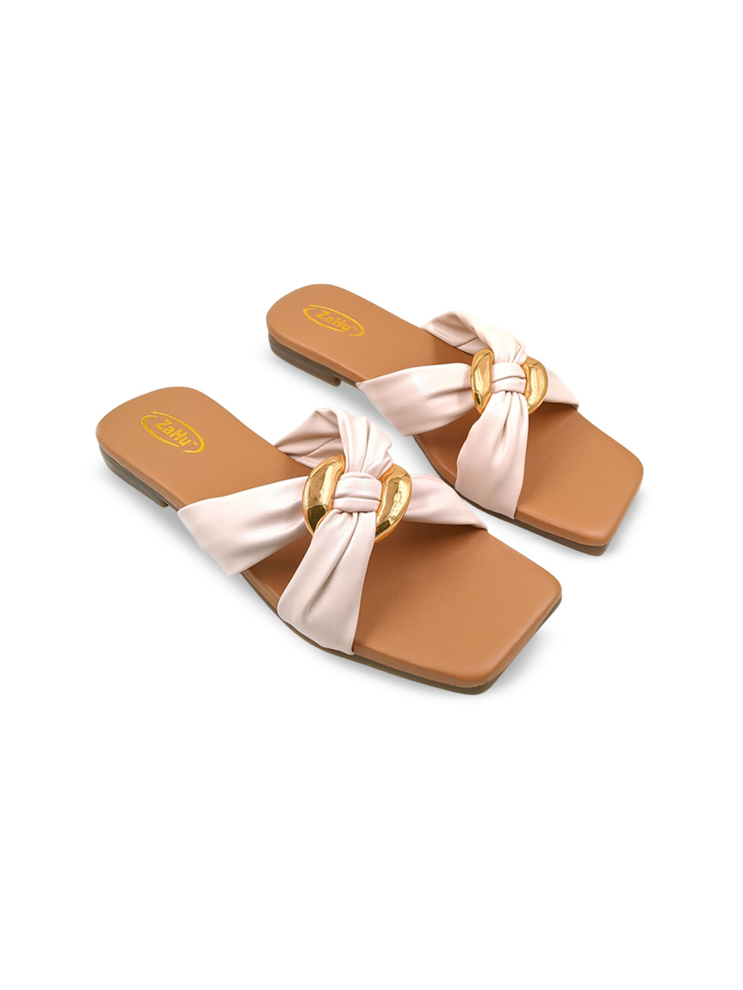 ZaHu Women Open Toe Flats with Buckles