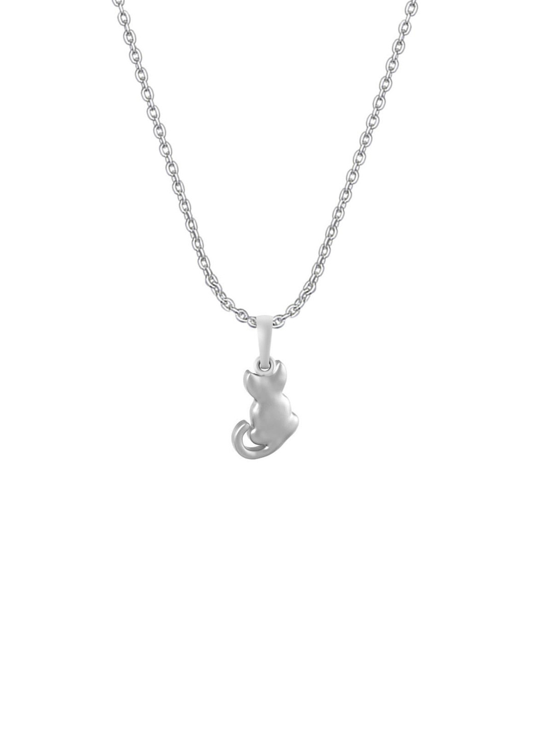 AKSHAT SAPPHIRE Unisex Sterling Silver Animal Cat Pendant With Anchor Chain