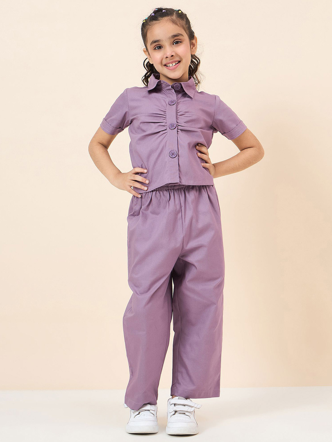 Stylo Bug Girls Short Sleeves Shirt With Trousers