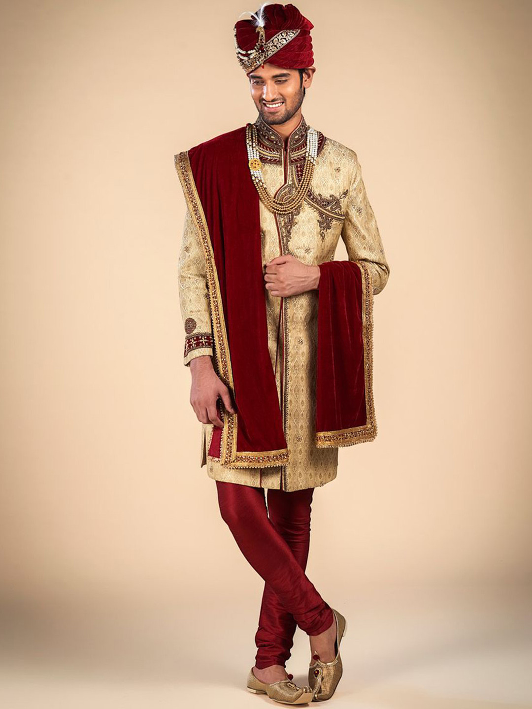 Dulha Ghar Men Woven Design Shewani set