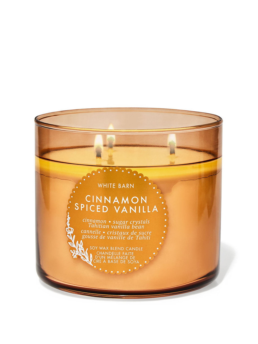 Bath & Body Works Cinnamon Spiced Scented 3 Wick Solid Geometric Regular Jar Candles