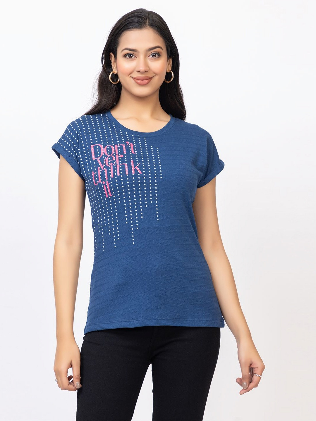 GFO Women Bio Finish Geometric Printed Round Neck T-shirt