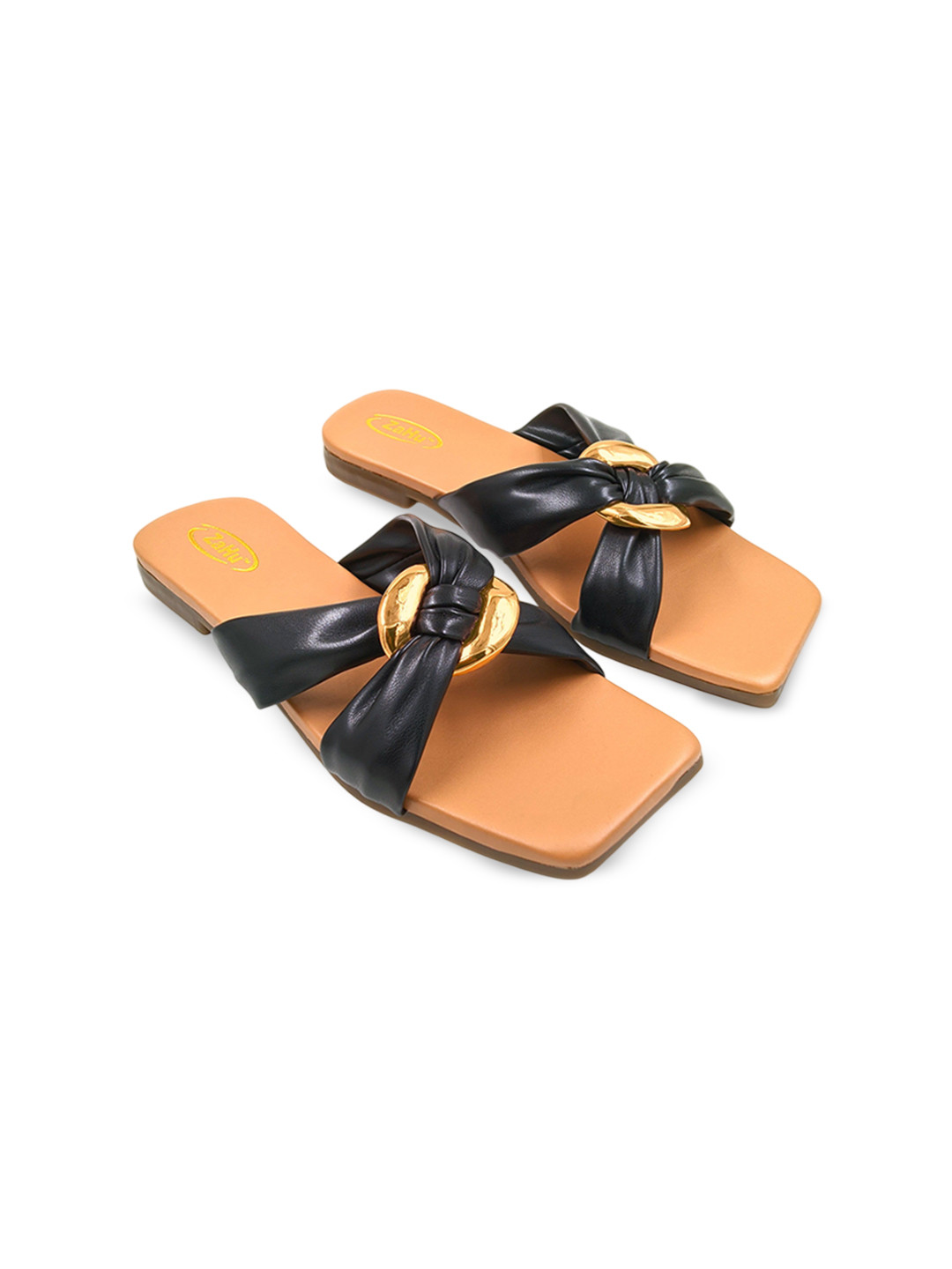 ZaHu Women Casual Open Toe Flats with Buckles