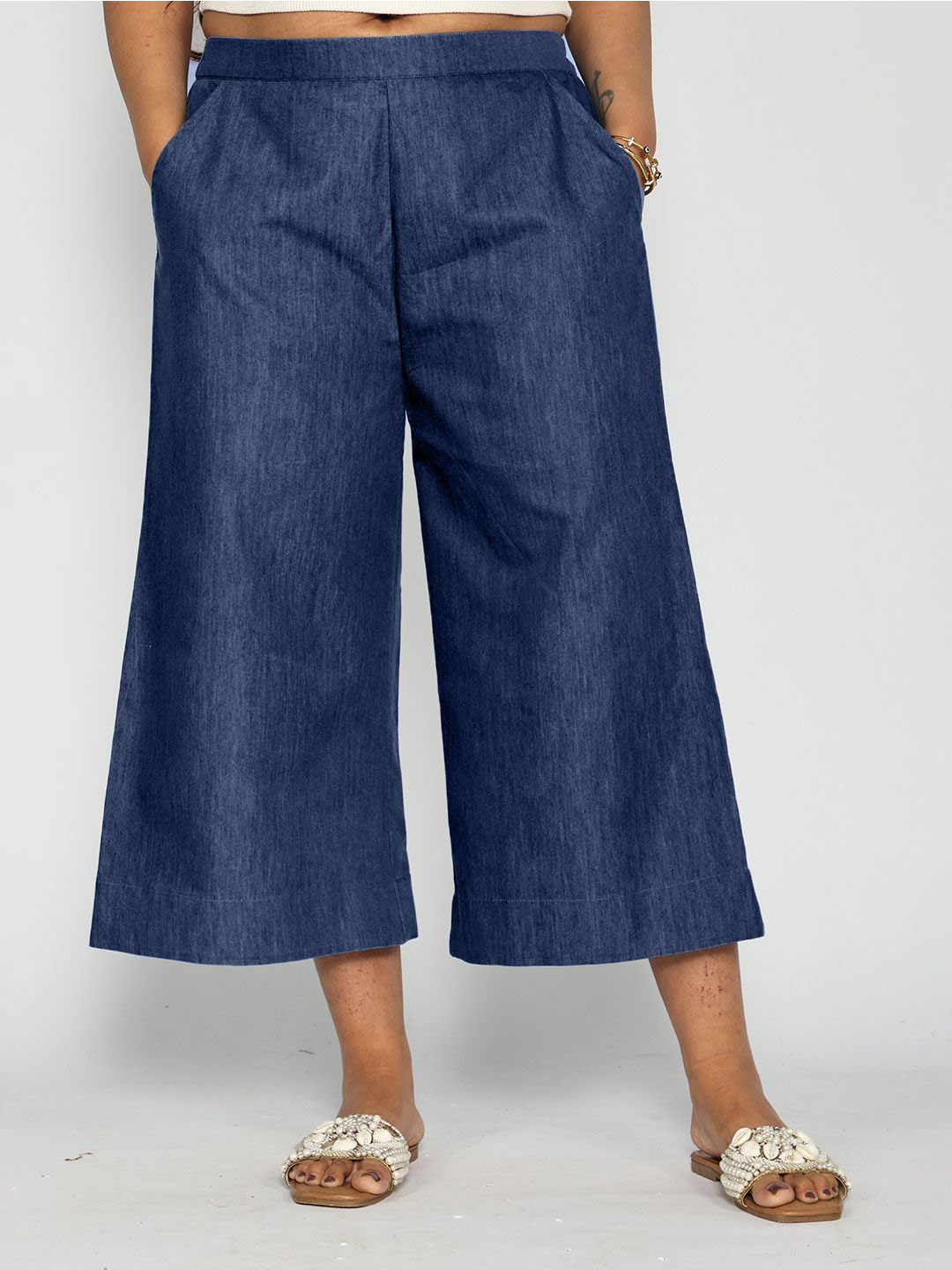LetsDressUp Women Navy Denim Culottes