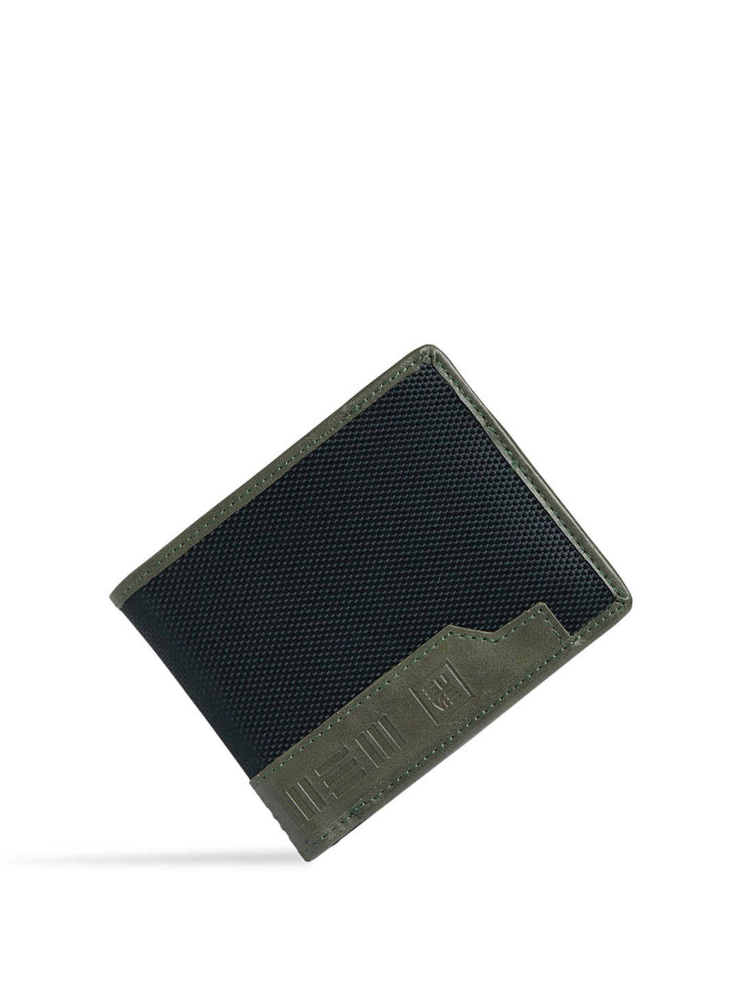 Eume Crest Charcoal Green Two Fold Wallet For Men
