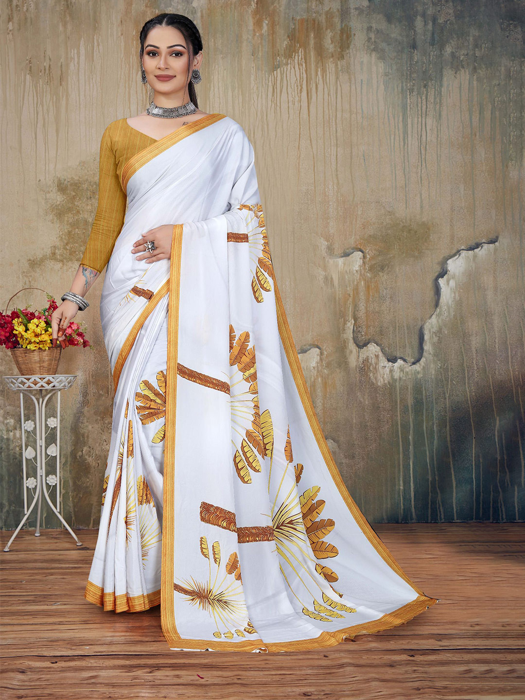 P D Silk Mills Printed Pure Georgette Saree With Blouse Piece