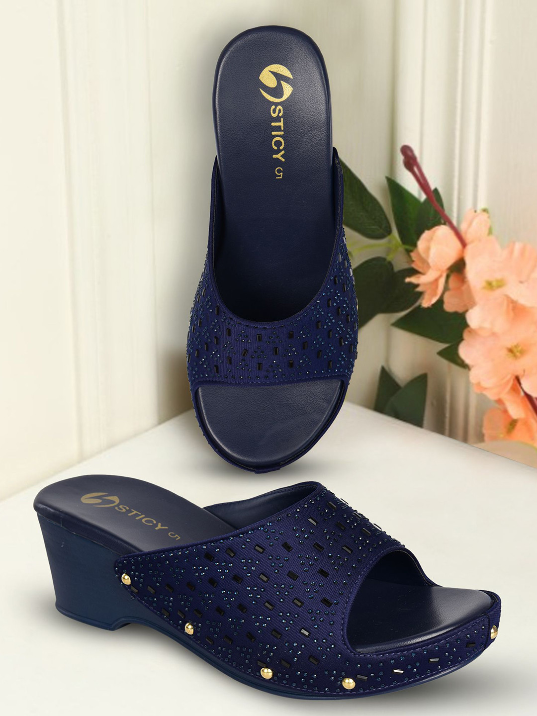 STICY Textured Open Toe Heels