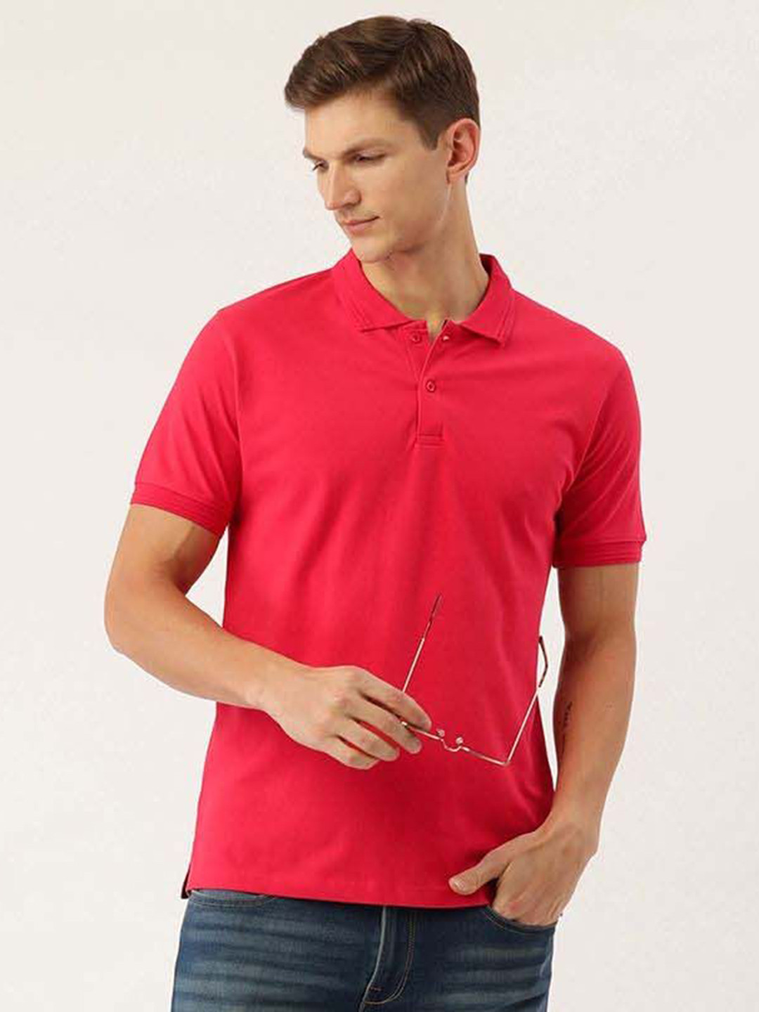 Men's Casual Solid Polo Collar Regular Fit T-shirt