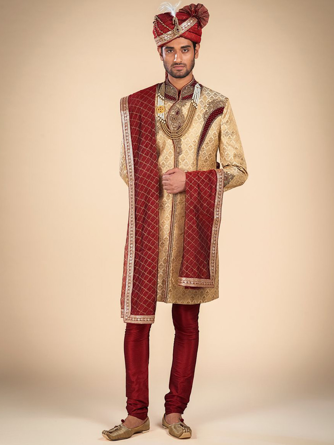 Dulha Ghar Men Woven Design Shewani set