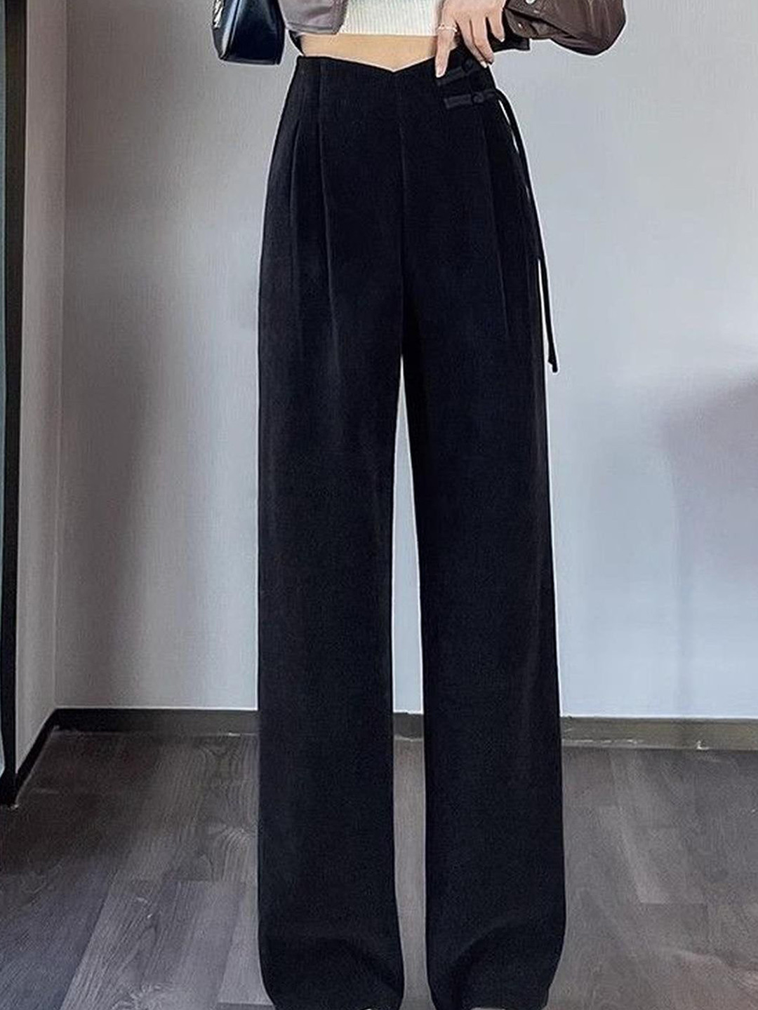 Outzidr Black Trousers With Flare