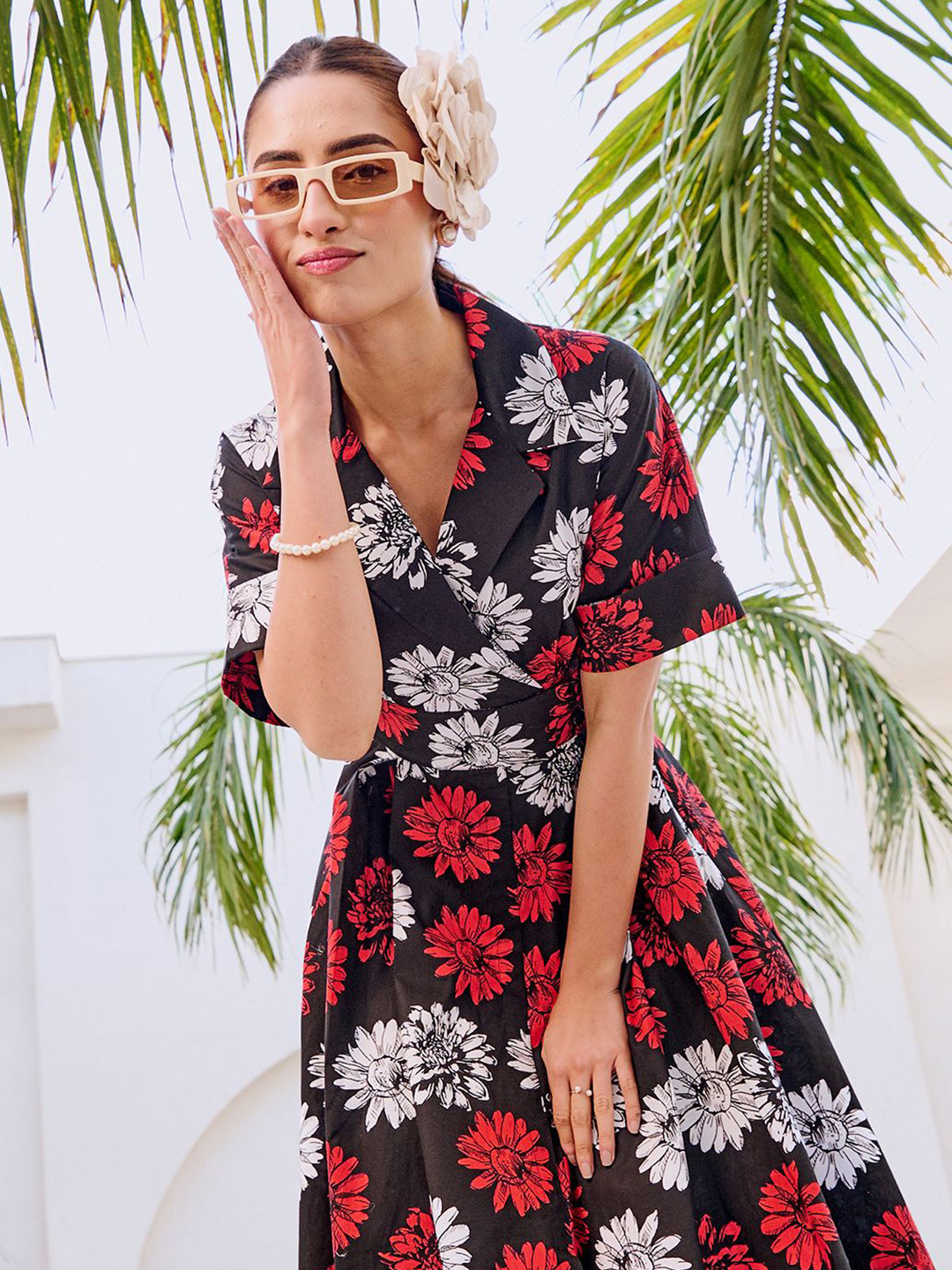HOUSE OF FETT Alabama Floral Print Fit & Flare Midi Dress