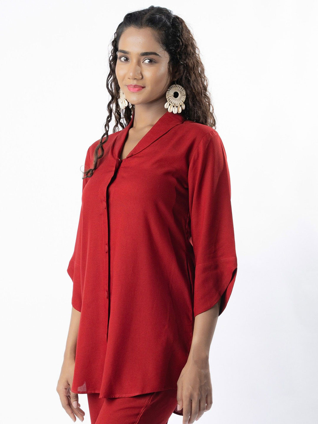 Moda Rapido Women Comfort Peter Pan Collar Dolman Sleeves Casual Shirt