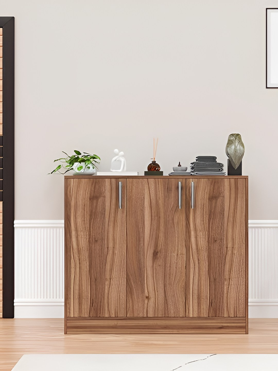 SPYDER CRAFT Brown & Grey Engineered Wood Shoe Cabinet With Storage