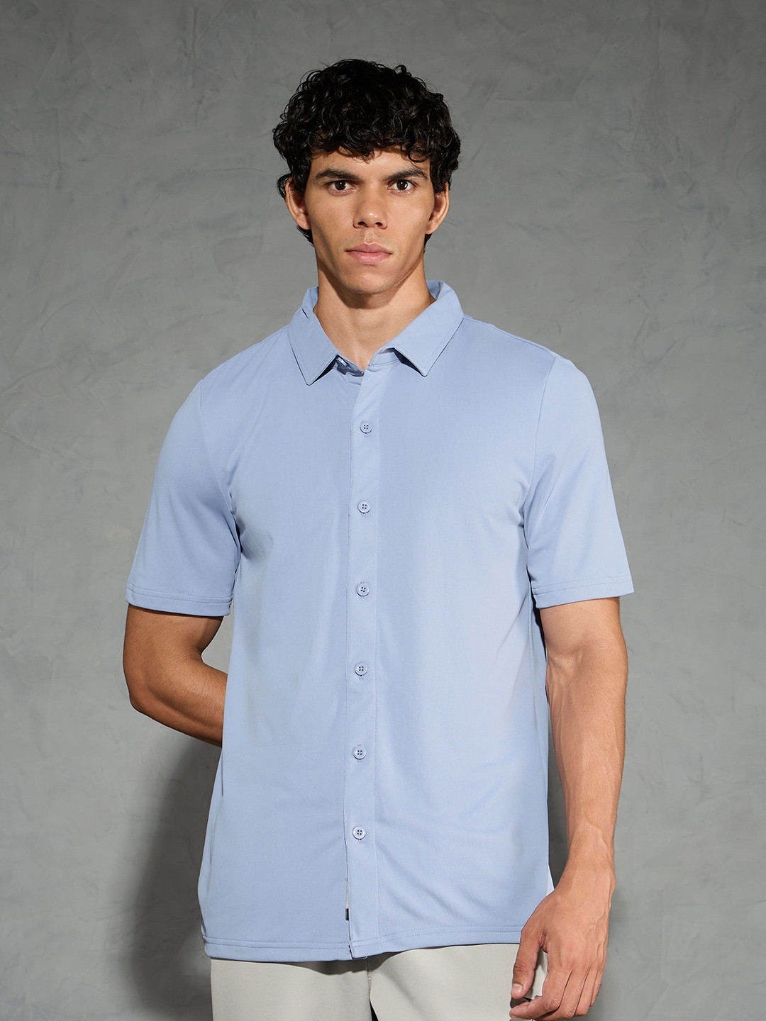 Technosport Men Technocool Solid Regular Fit Spread Collar Sports Shirt