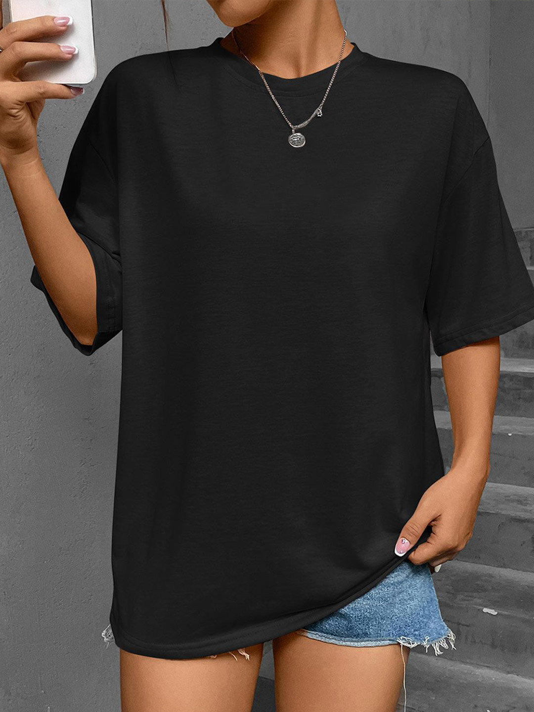 JC Mode Women Solid Oversized T-shirt