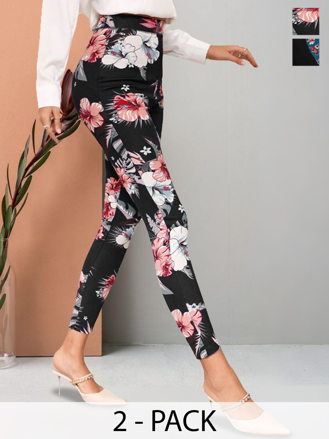 Moda Rapido Pack Of 2 Women Printed Mid-Rise Lycra Jeggins