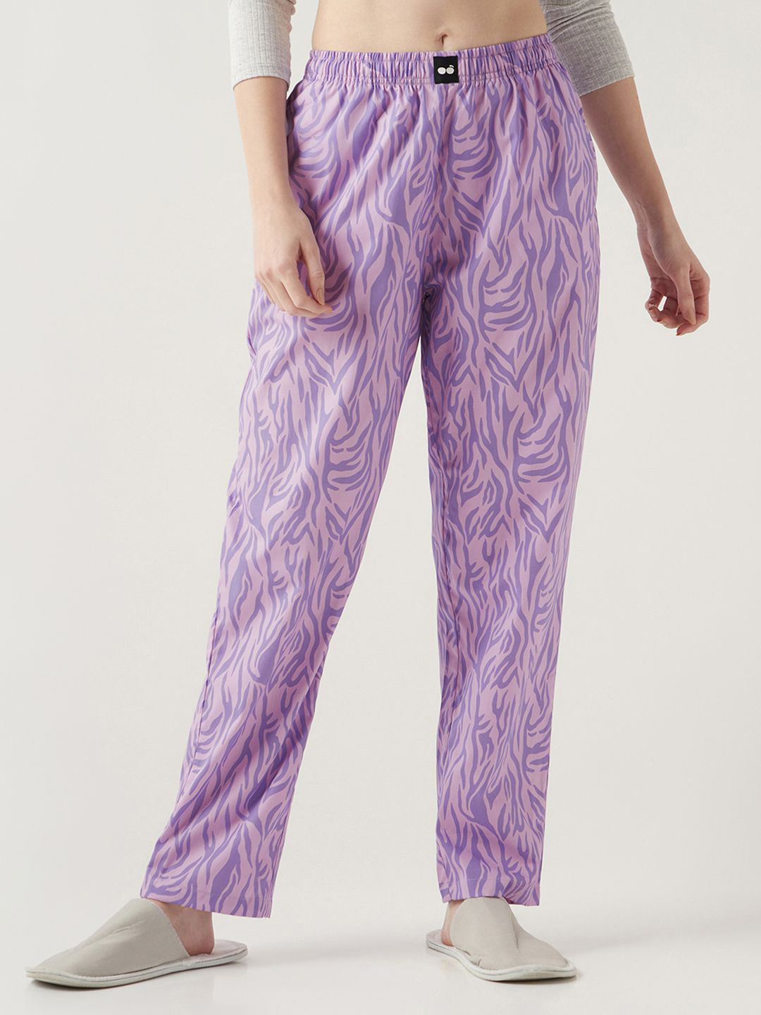 Bewakoof Women Purple Abstract Printed Mid Rise Pyjamas