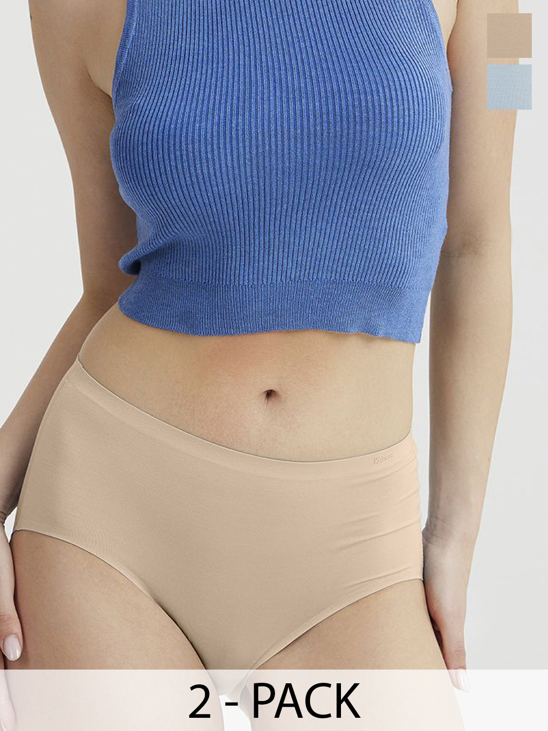 B'there Pack of 2 High-Rise Seamless Modal Full Brief P005_NBG_CLB