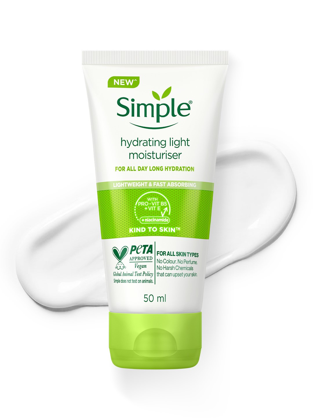 Simple Hydrating Light Moisturiser with Pro-Vitamin B5 & E for 12Hr Hydration - 50 ml