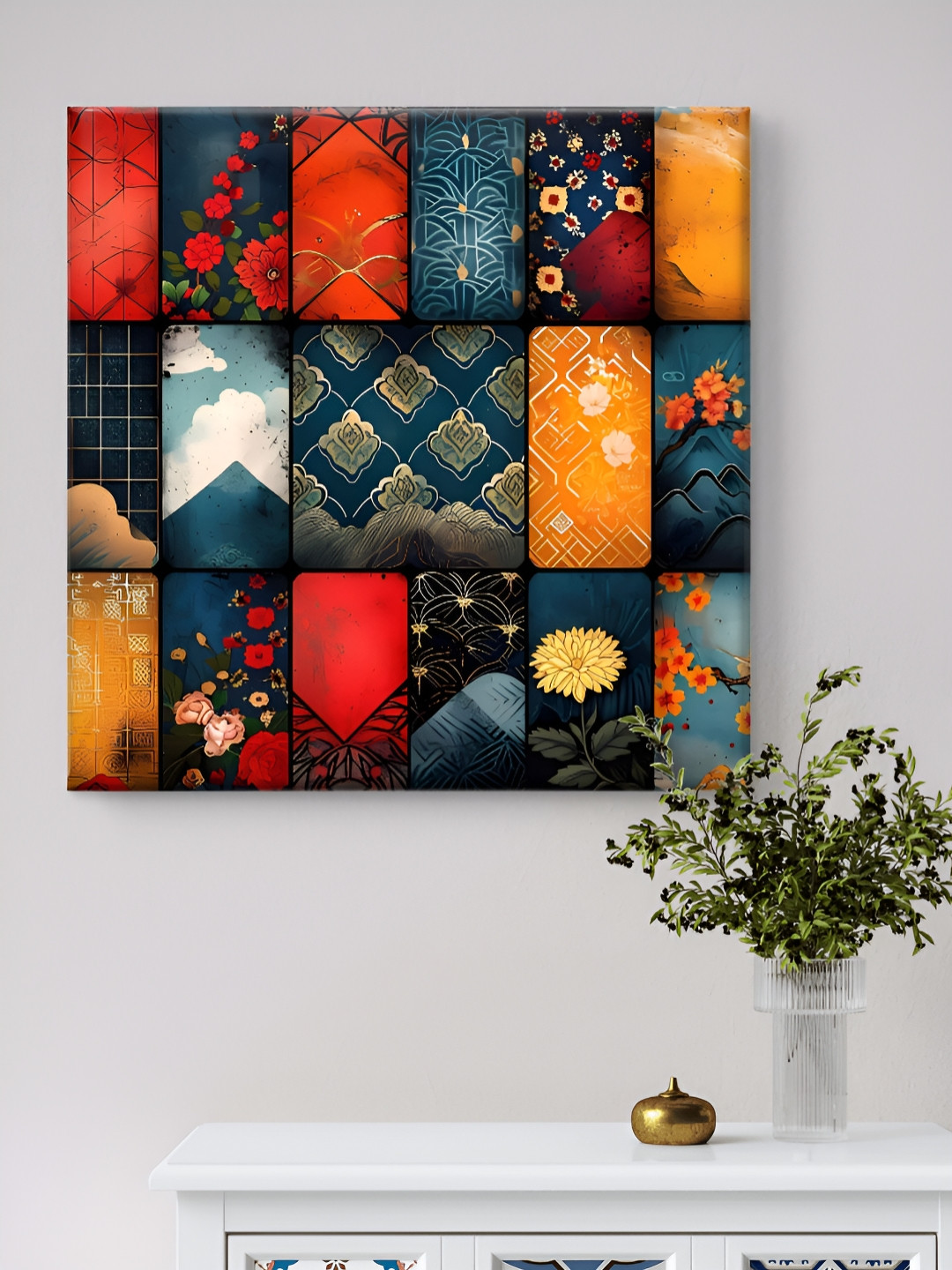 Livin'luxe Red & Blue Printed Canvas Wall Art