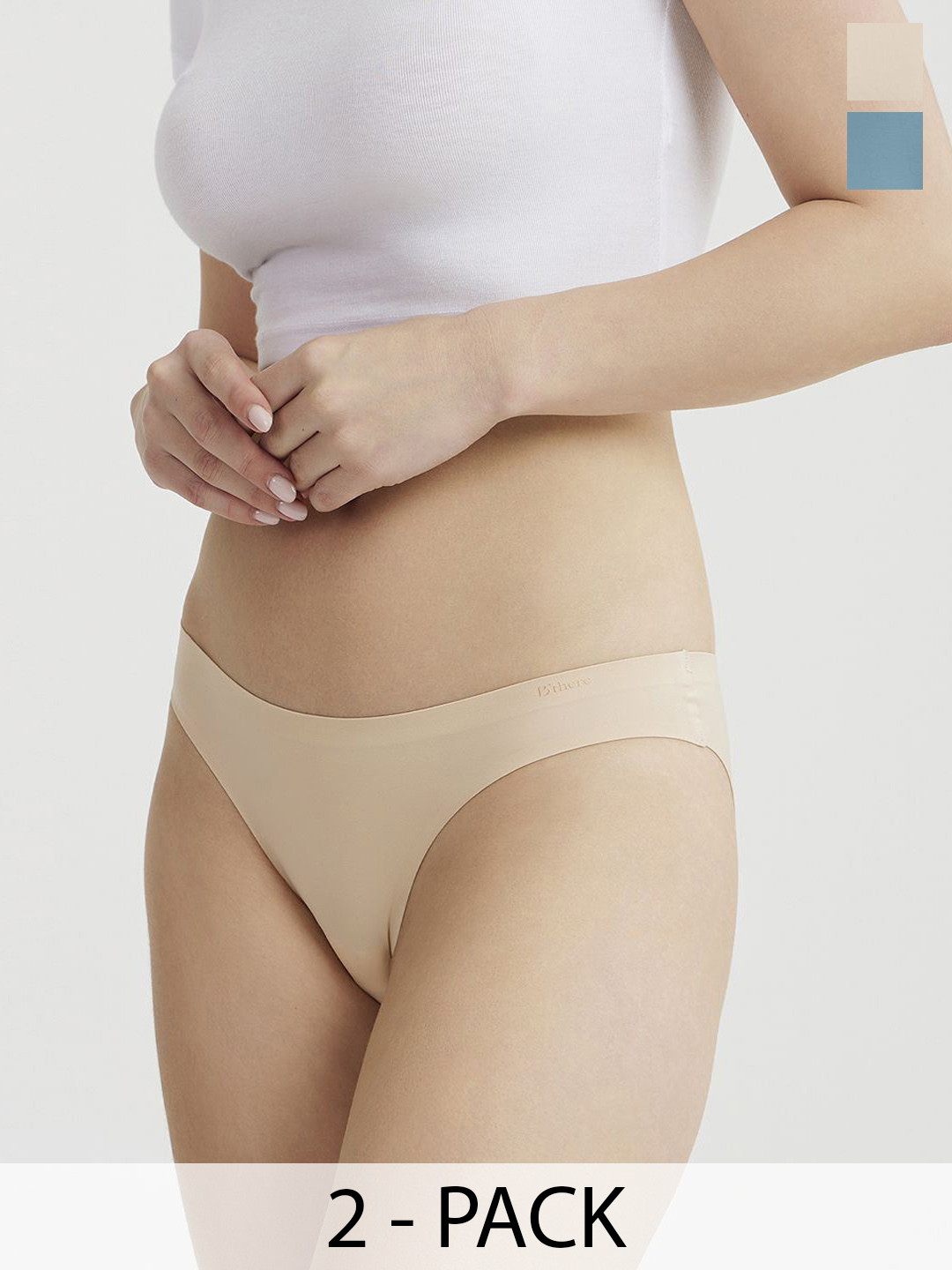 B'there Pack of 2 Seamless Modal Bikini Briefs P002_NBG_CLB