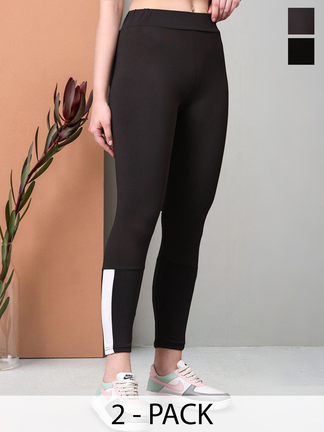 Moda Rapido Women Pack Of 2 Skinny Fit Colourblocked Jeggings