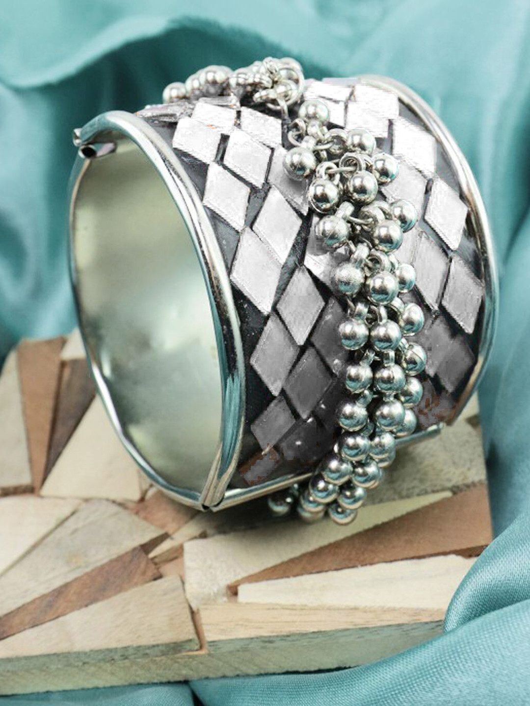 KRENOZ Women Sterling Silver Antique Bangle-Style Bracelet