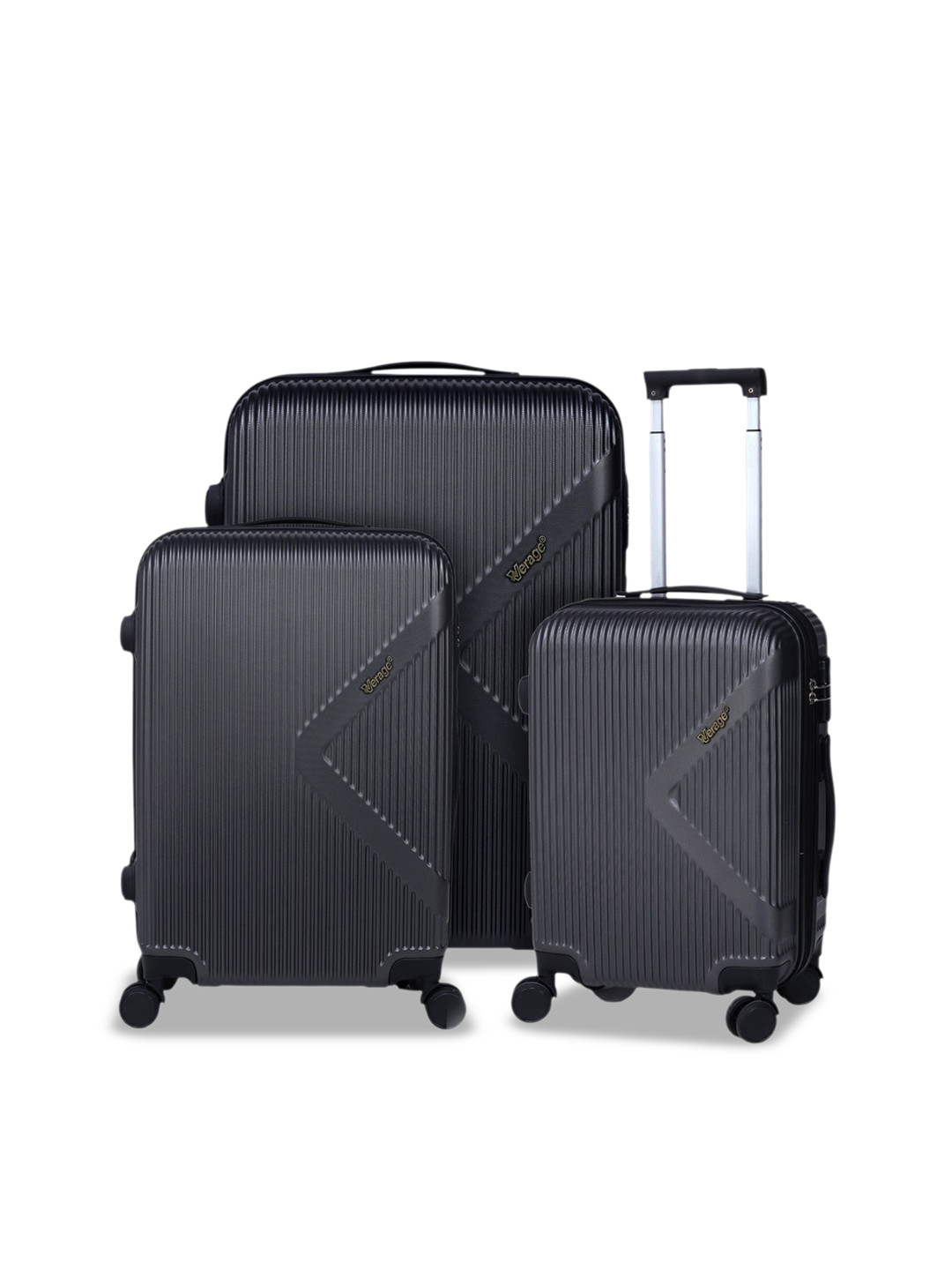 ACEPACK Carbon Unisex Set Of 3 Carbon Textured Hard-Sided Trolley Bag