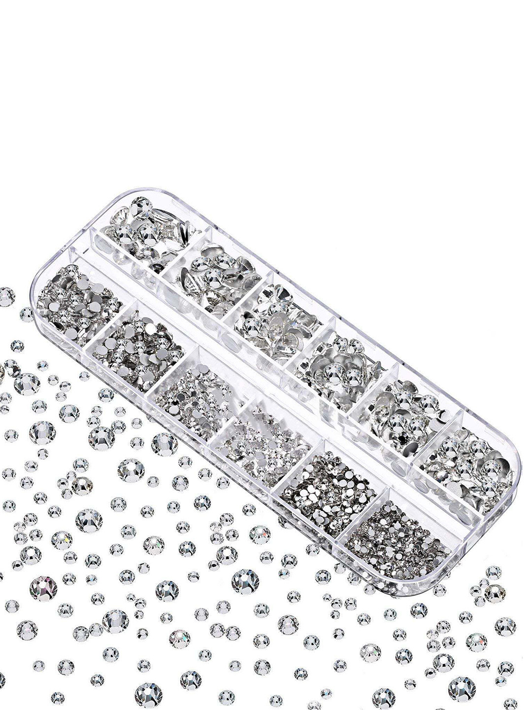 Ekinsu Set Of 12 Stone Grid Nail Art Accessories