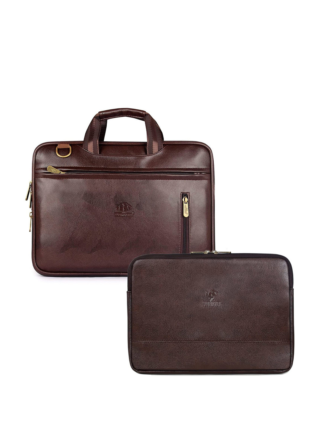 THE CLOWNFISH  Dark Brown Laptop Sleeve With Laptop Bag Combo