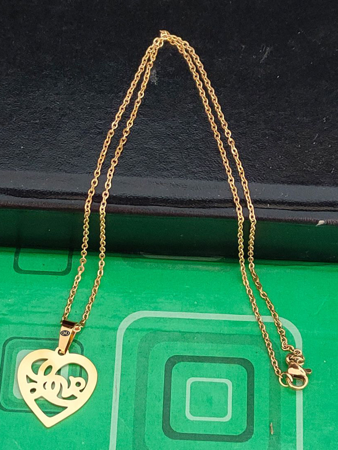 M Men Style Gold-Plated Contemporary Pendant & Chain