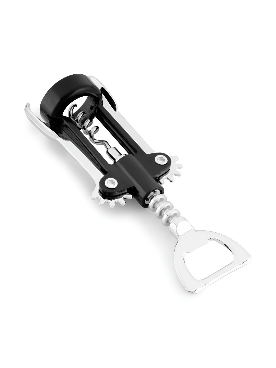 Fackelmann Black Satinless Steel Zinc Alloy Corkscrew Bottle and Wine Opener 16cm