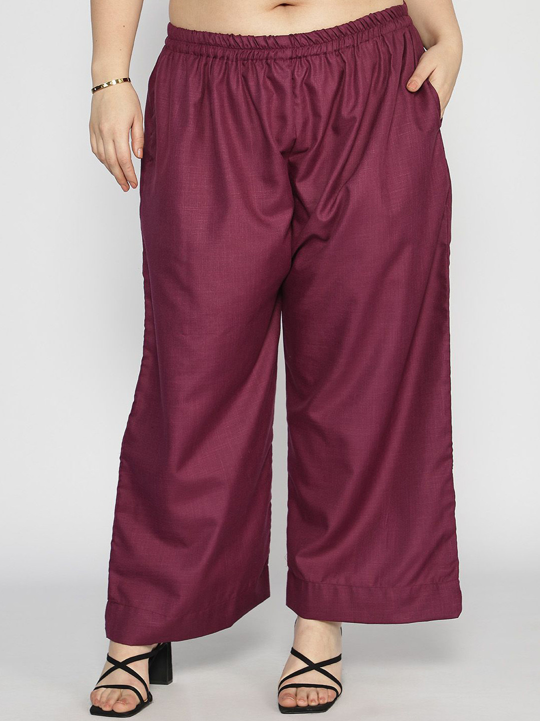 LetsDressUp Women Purple CottonSlub Palazzo