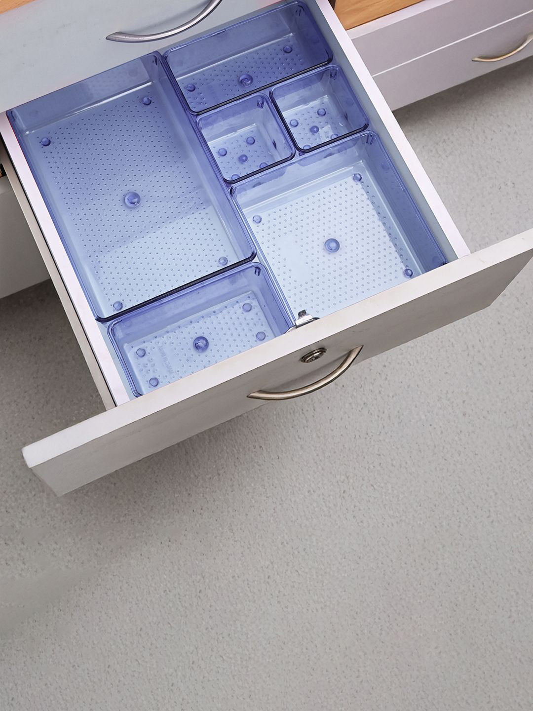 Kuber Industries Blue & Transparent 4 Pieces Makeup Organisers