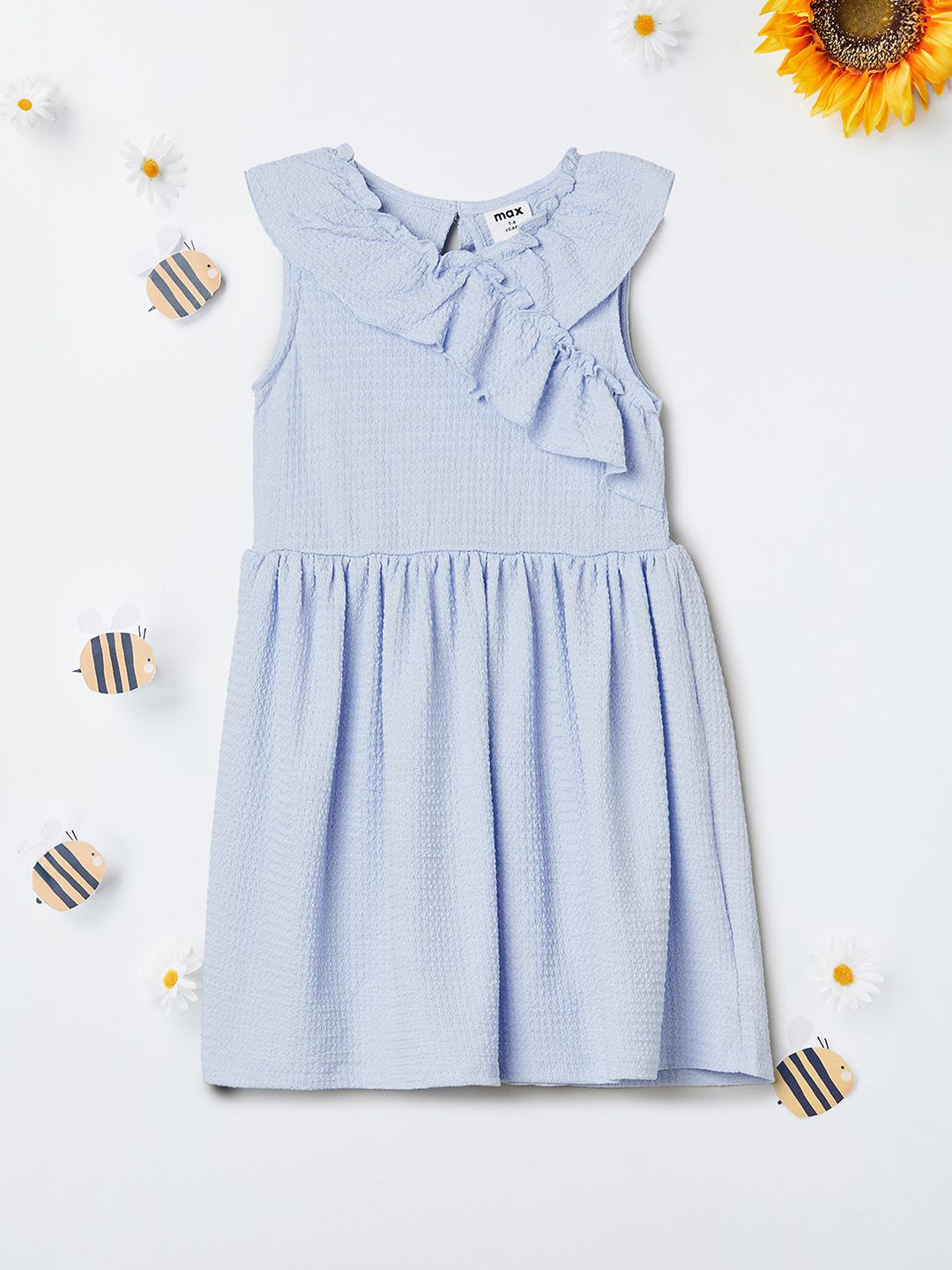 max  Kids-Girls Striped Ruffle Fit & Flare Dress