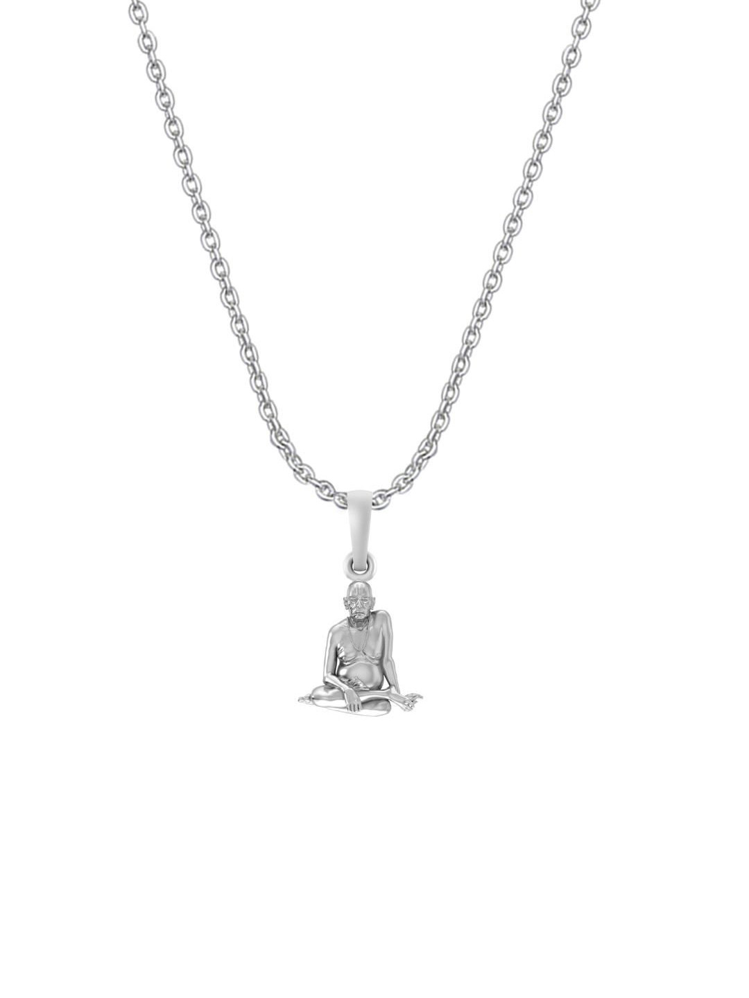 AKSHAT SAPPHIRE 925 Sterling Silver Swami Samarth Pendant With Anchor Chain