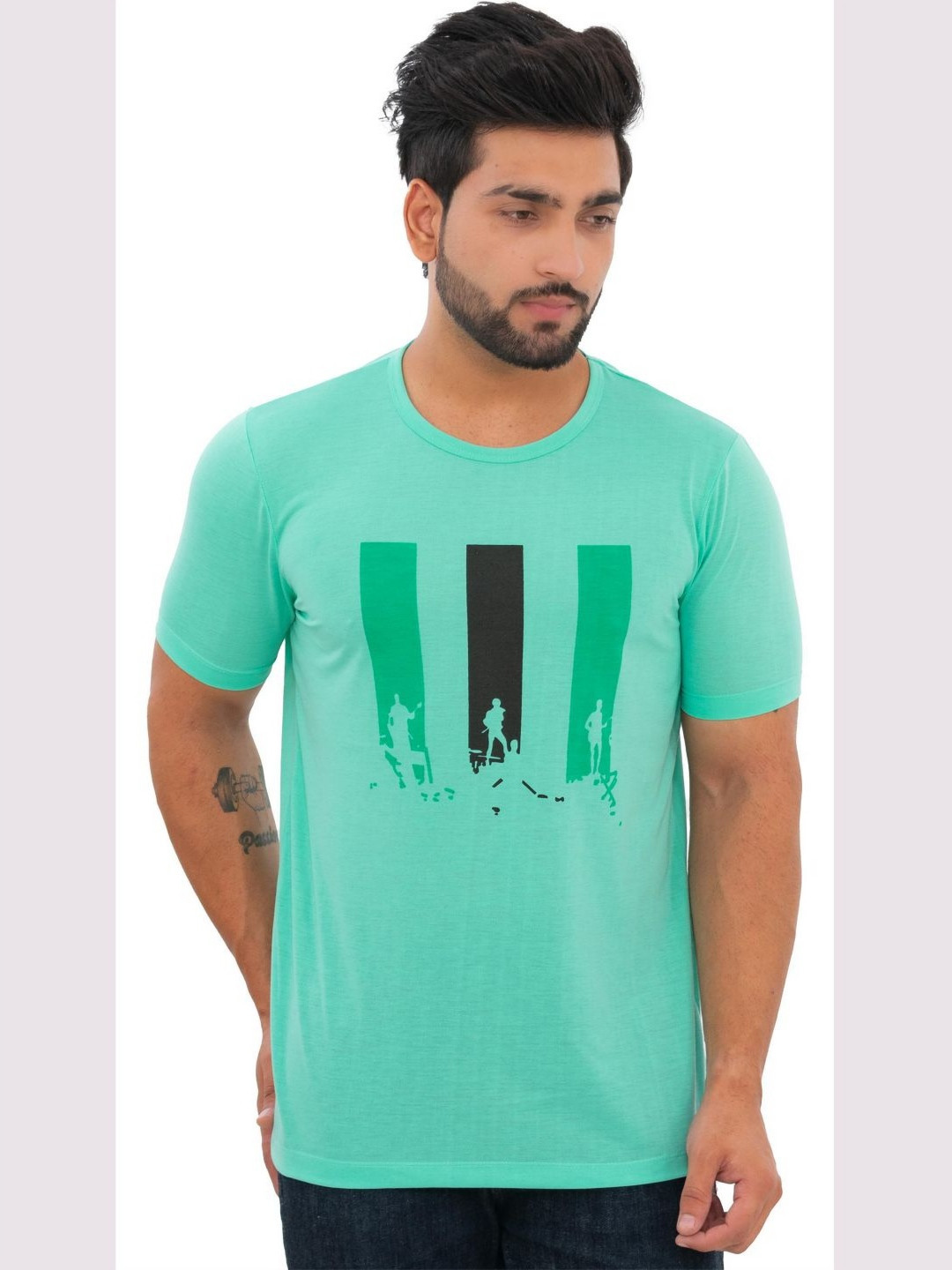 Bishop Men Graphic Printed Round Neck Slim Fit T-shirt