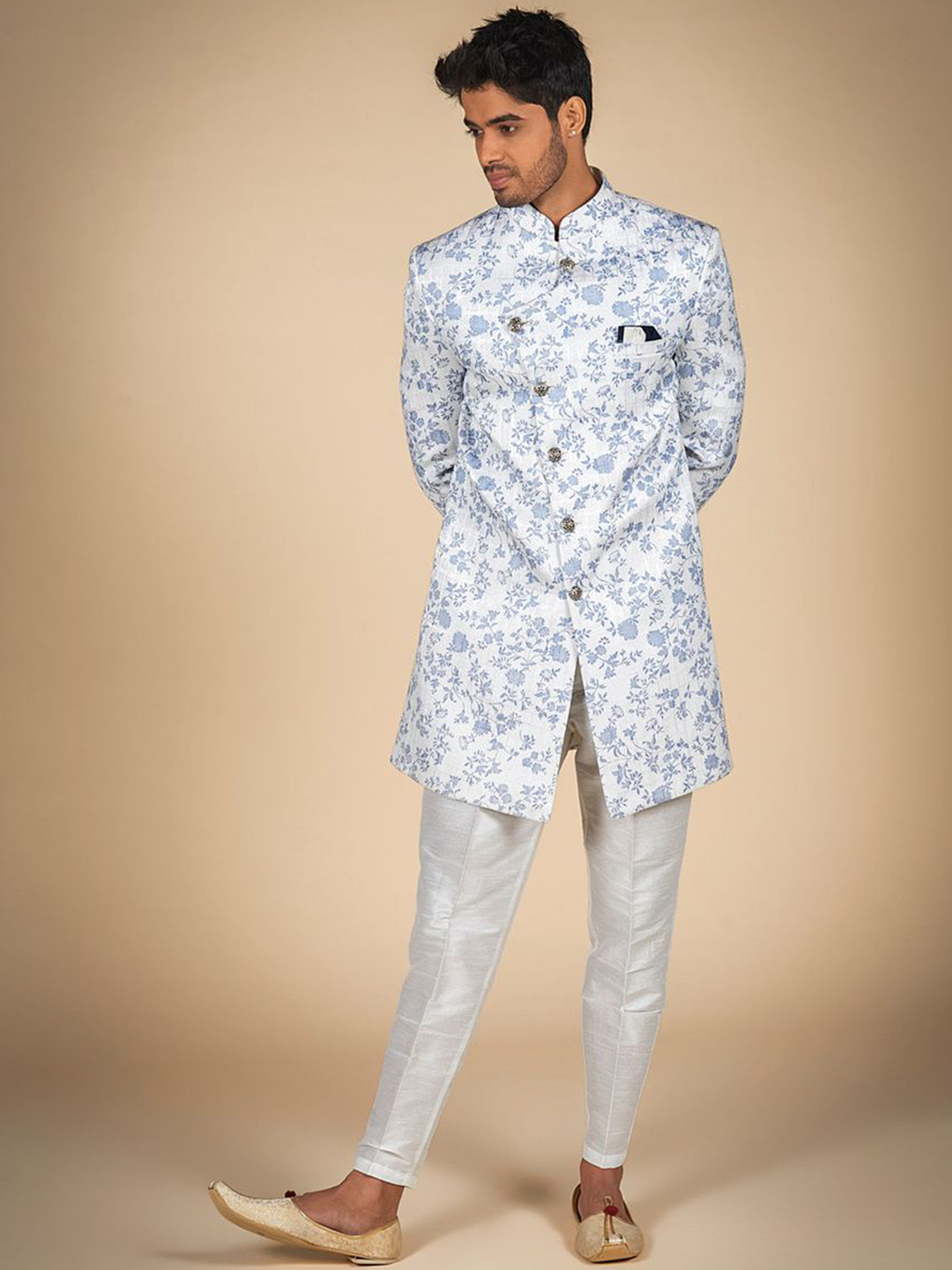 Dulha Ghar Men Printed Sherwani Set