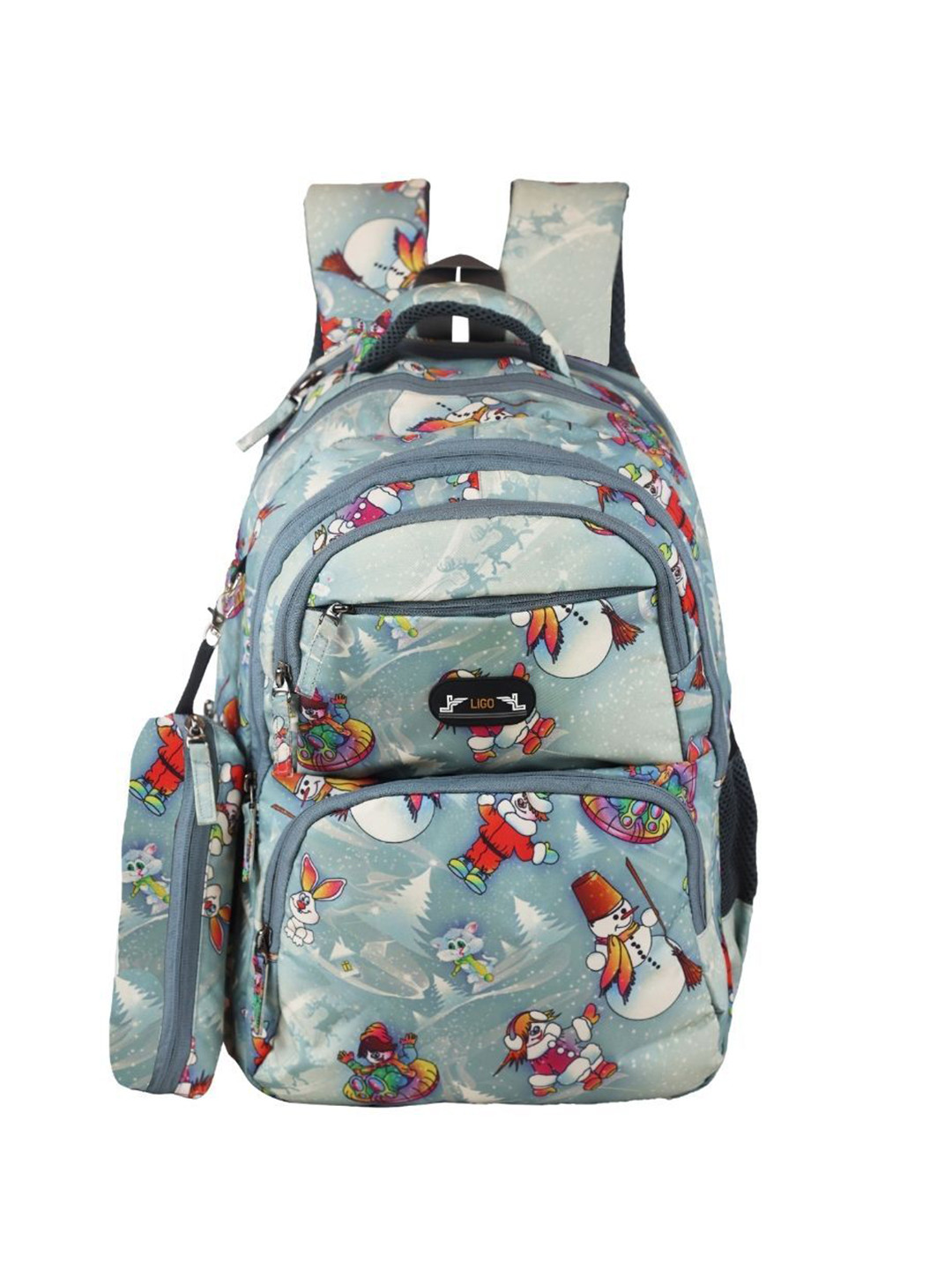 Ligo Bags Kids 21L snowmen Graphic printed school Backpack