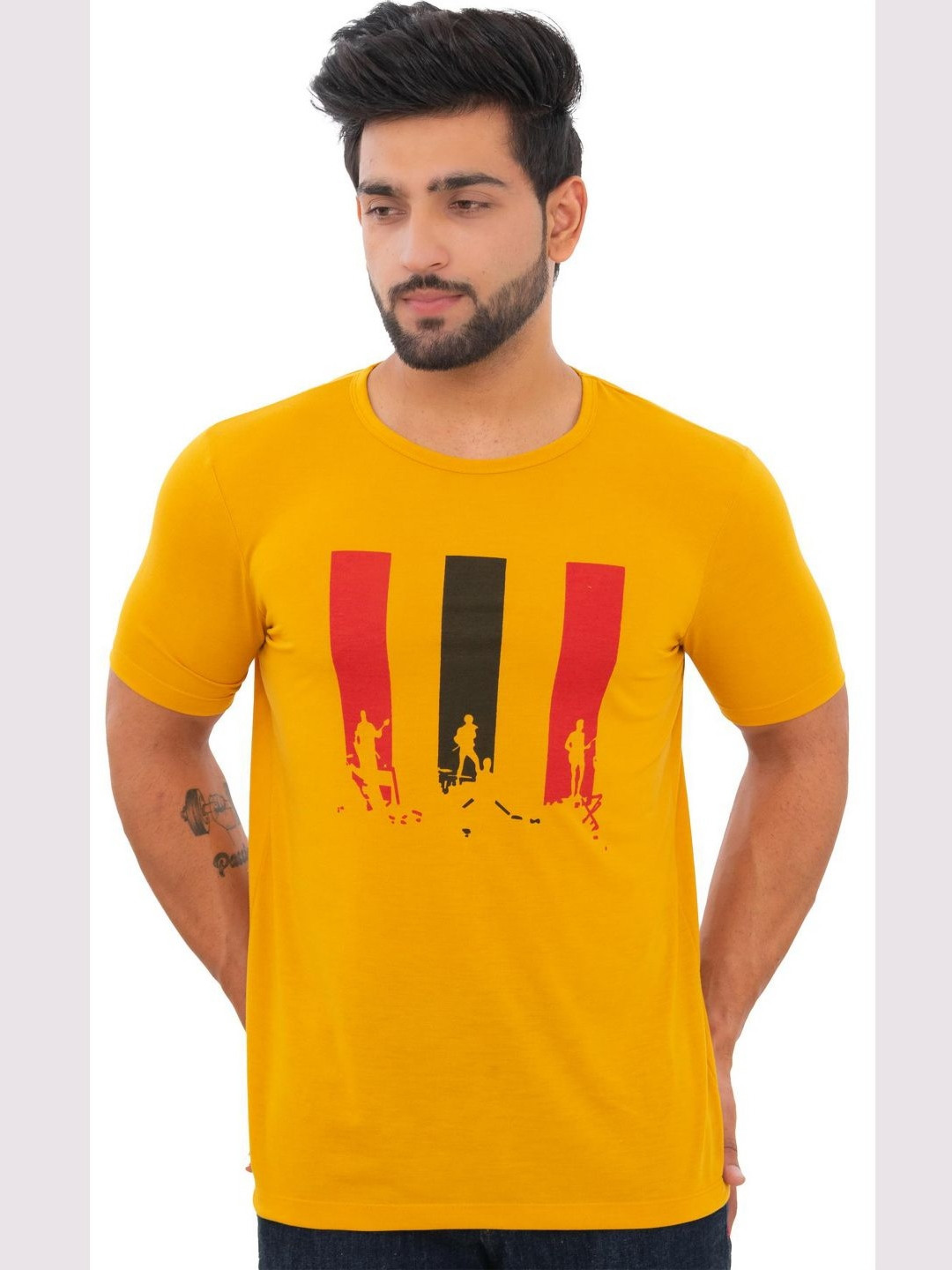 Bishop Men Graphic Printed Round Neck Slim Fit T-shirt