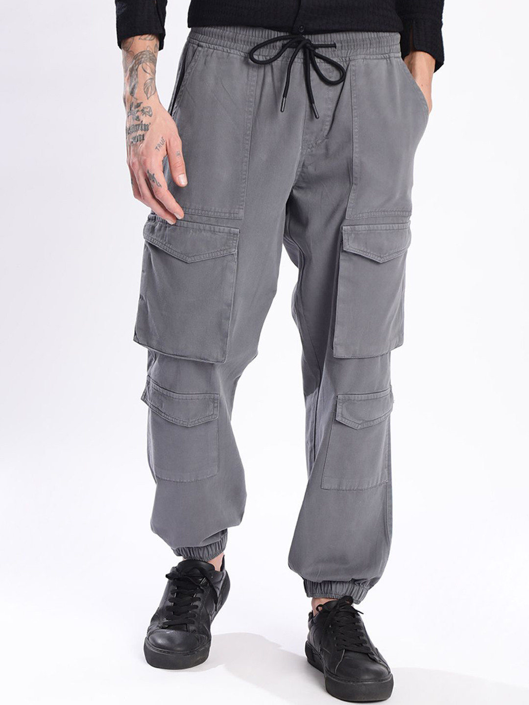 IVOC Men Relax Fit Cotton Cargo Joggers Trouser