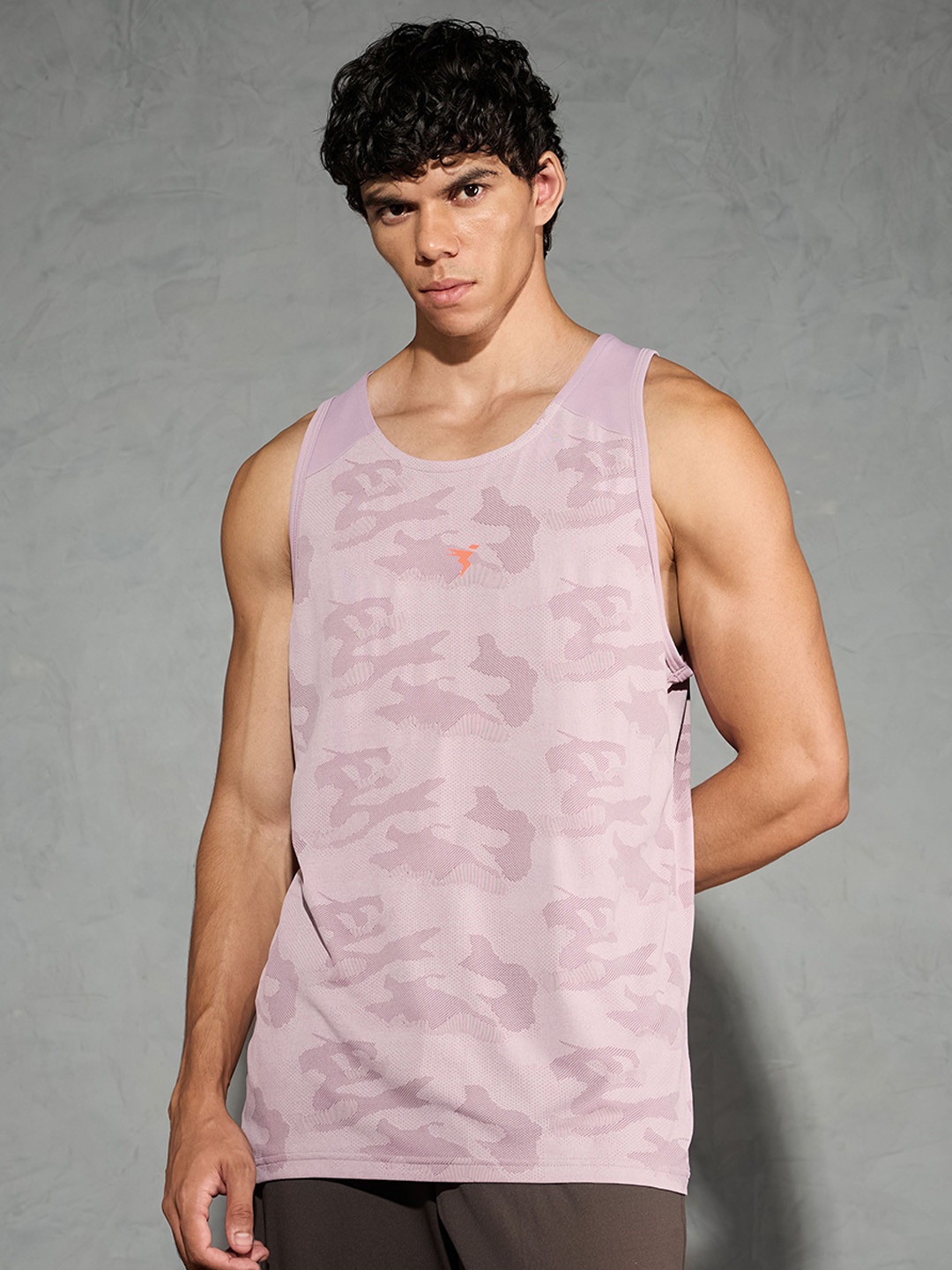 Technosport Men Jacquard Slim Fit Round Neck Sports Innerwear Vests with VENTMESH