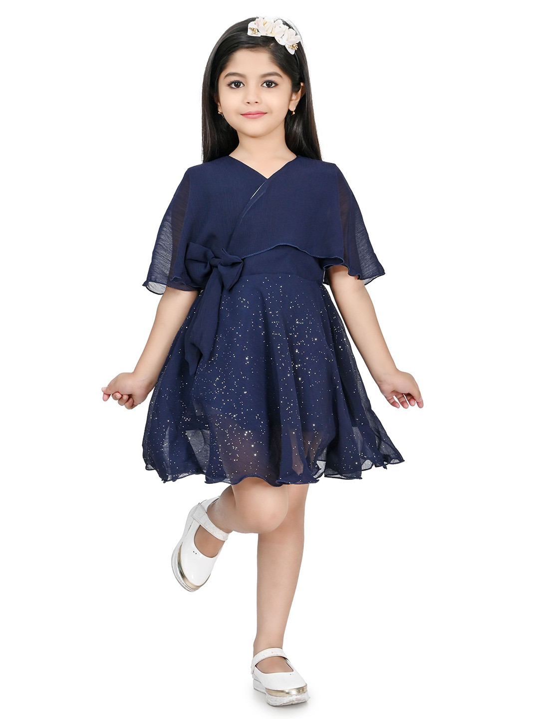 BARKAT DESIGNING PLANET Girls Above Knee Blouson Dress