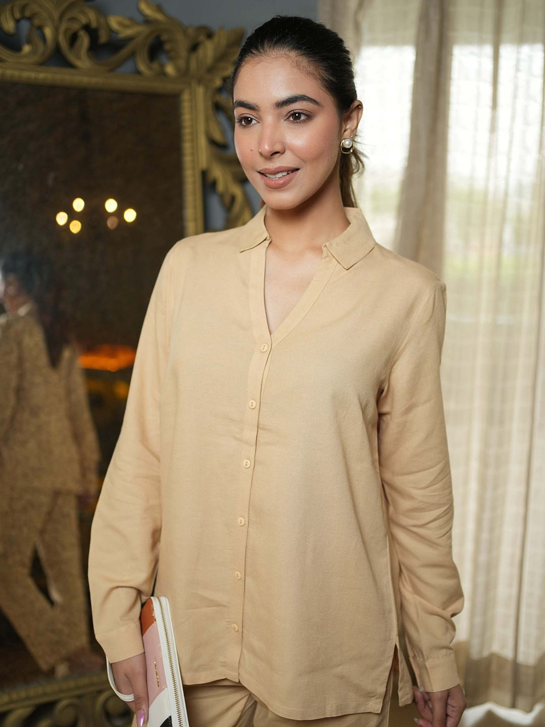 Mlada Women Regular Fit Office Wear Formal Collar Long Sleeves Formal Shirt