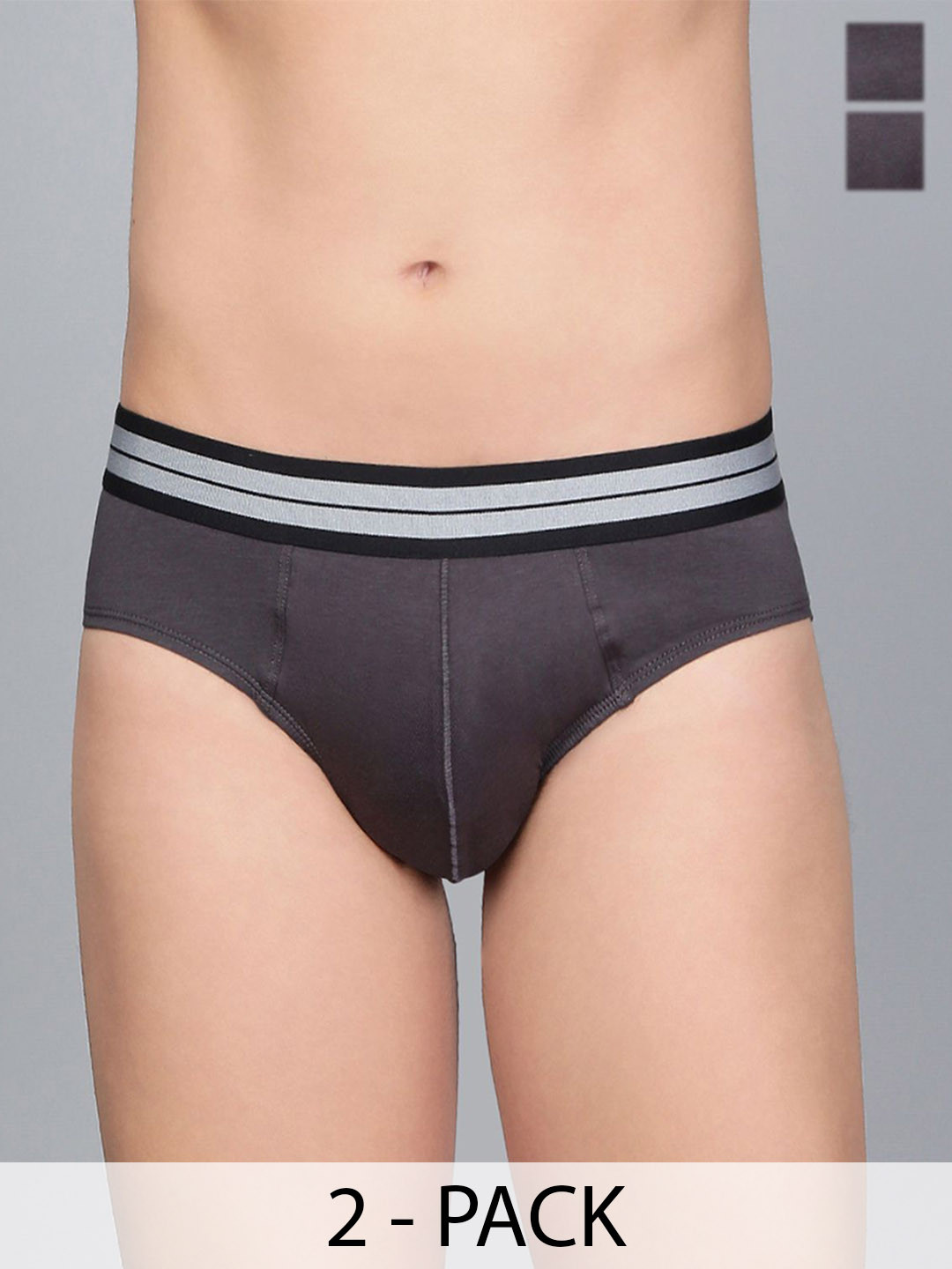 Mast & Harbour Men Pack Of 2 Mid-Rise Basic Briefs MnH_003_BRF_LGR/GB/_2PC